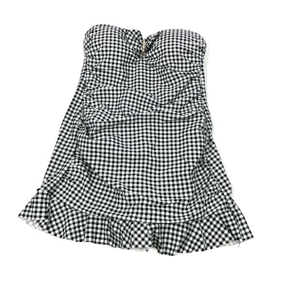 Allen B by Allen Schwartz | Black Gingham Strapless Swimsuit One Piece Womens 8 - Picture 1 of 6